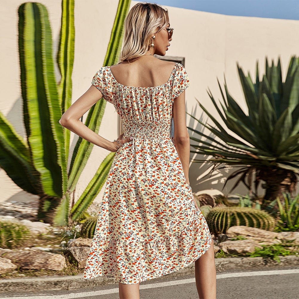Smocked Waist Daisy Floral Dress - Image 18