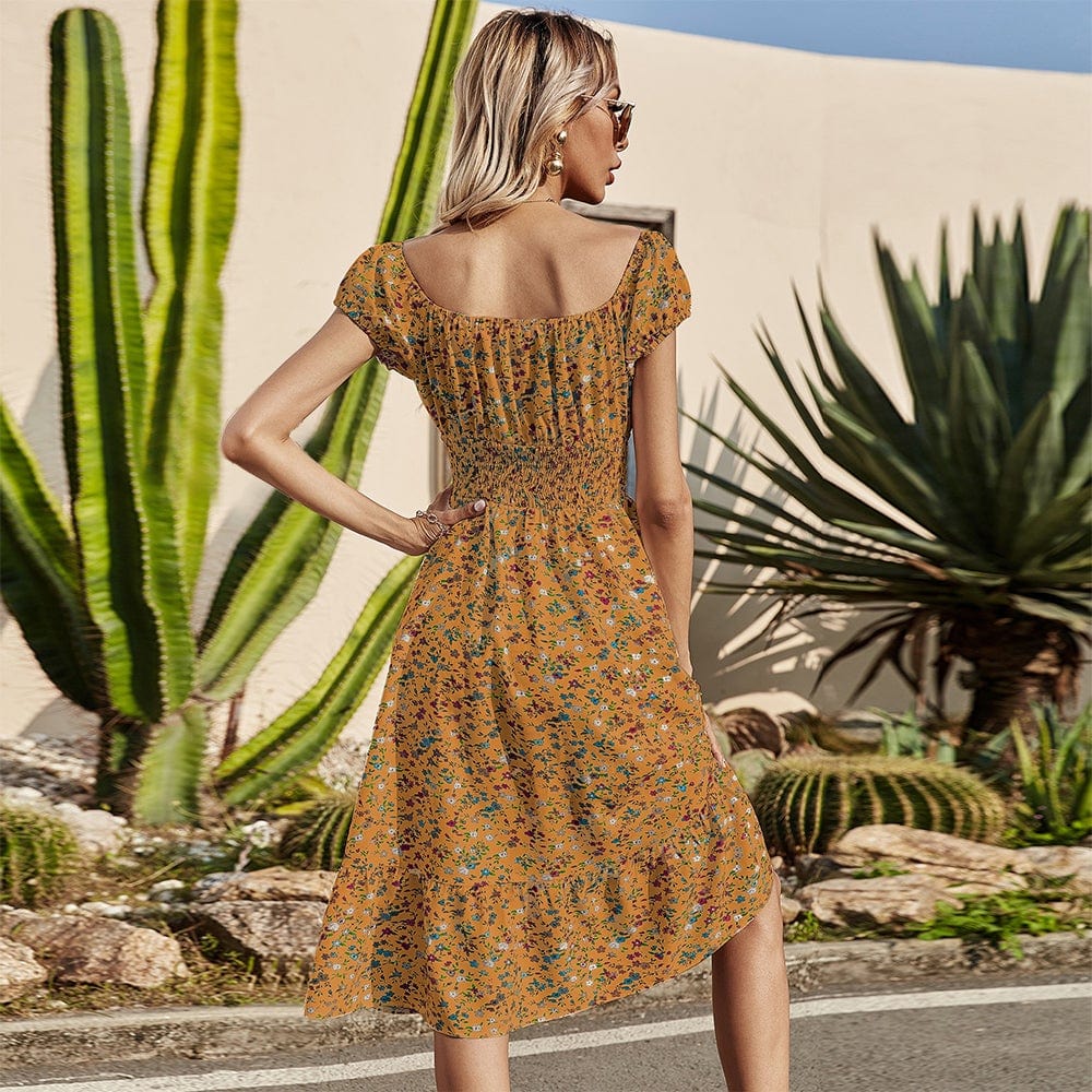 Smocked Waist Daisy Floral Dress - Image 20