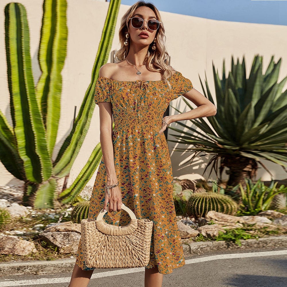 Smocked Waist Daisy Floral Dress - Image 5