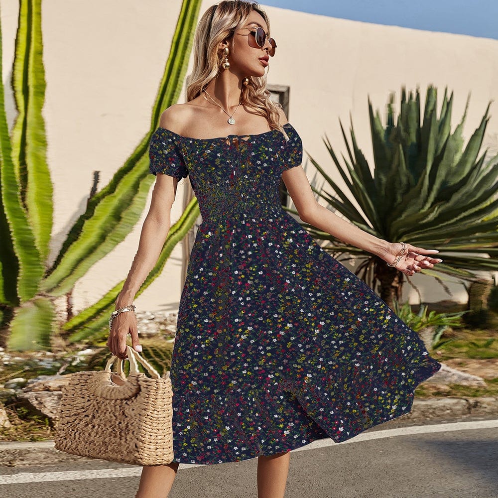 Smocked Waist Daisy Floral Dress - Image 7
