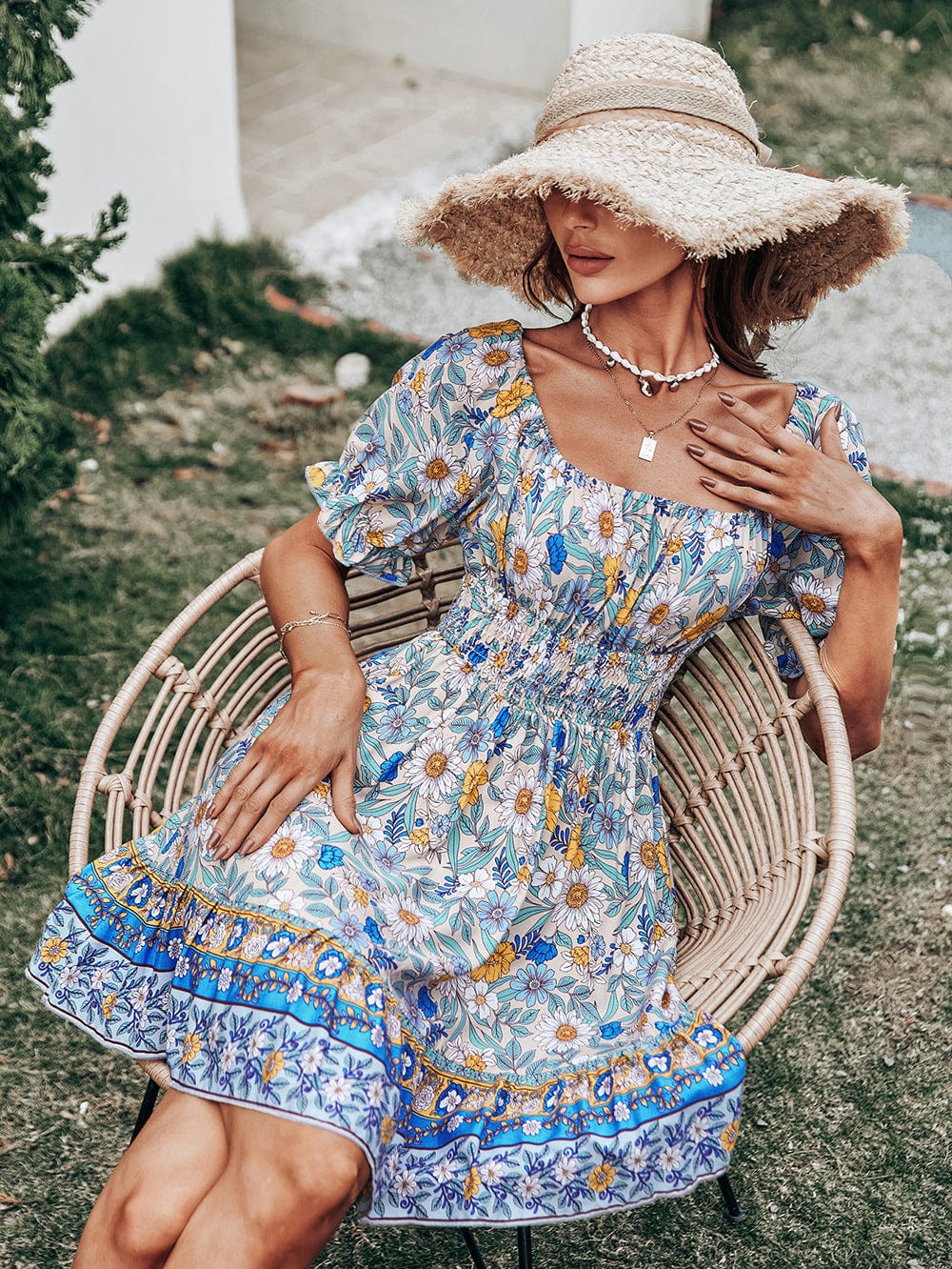 Smocked Waist Puff Sleeve Dress - Image 4