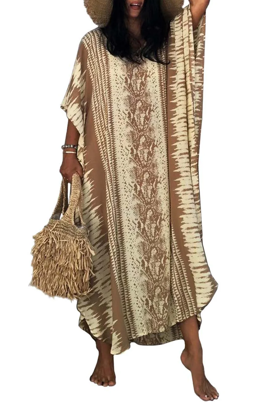 Snake Print Bikini Cover Up Beach Maxi Dress with Belt - Image 10
