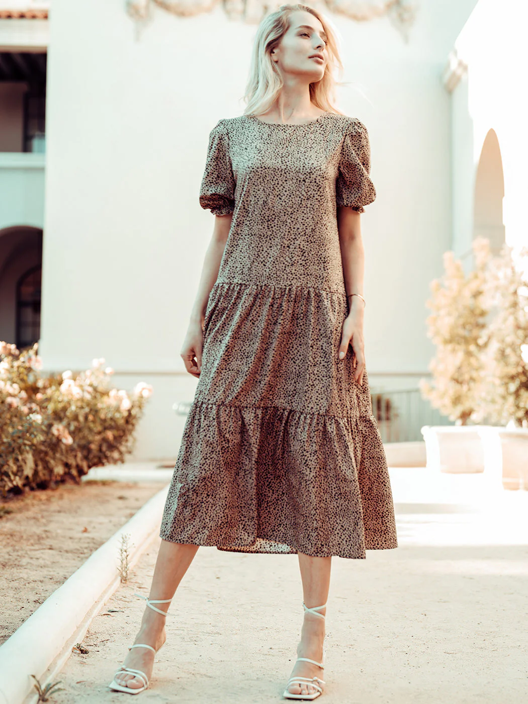 Soft Dot Print Short Sleeve Maxi Dress - Image 10