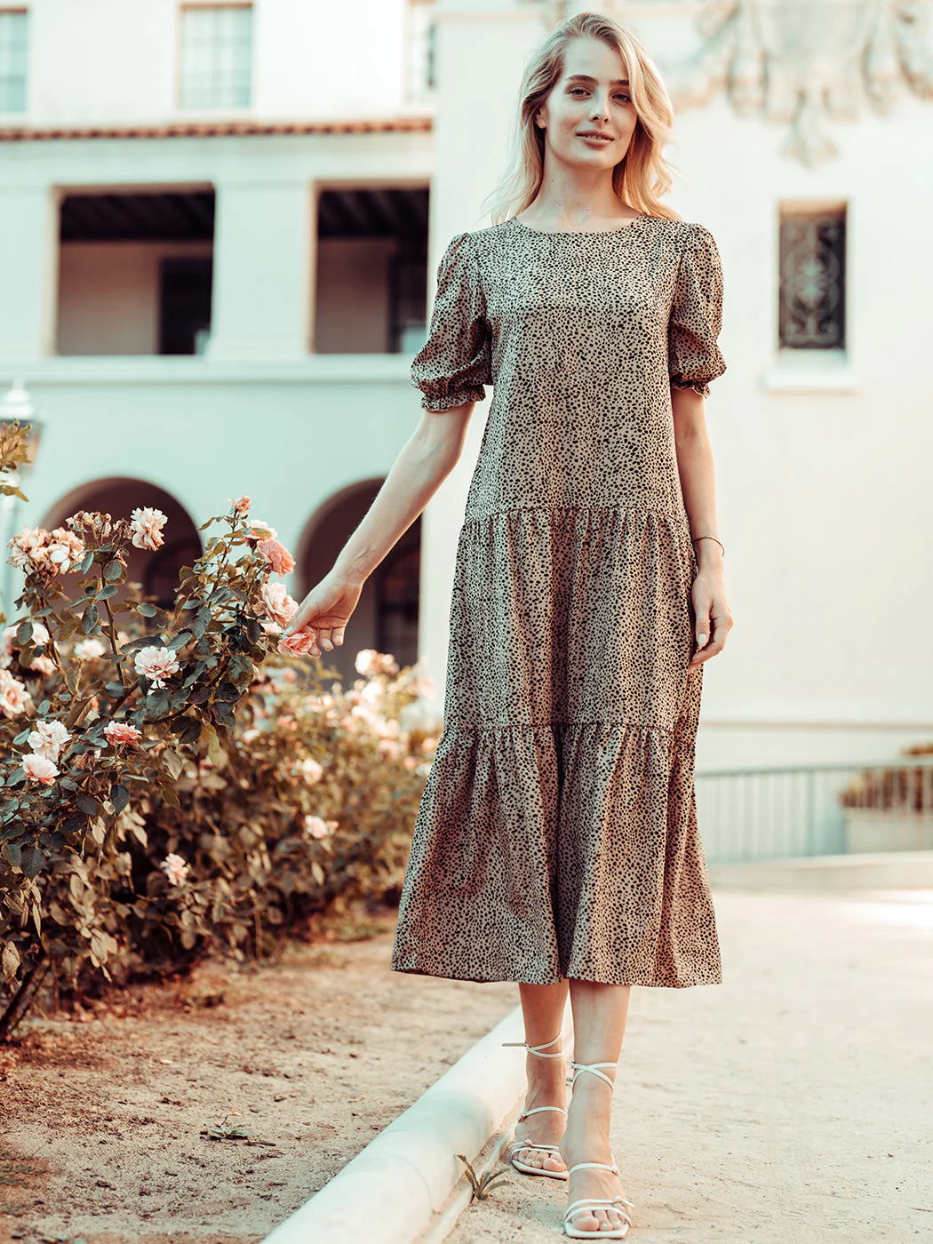 Soft Dot Print Short Sleeve Maxi Dress - Image 13