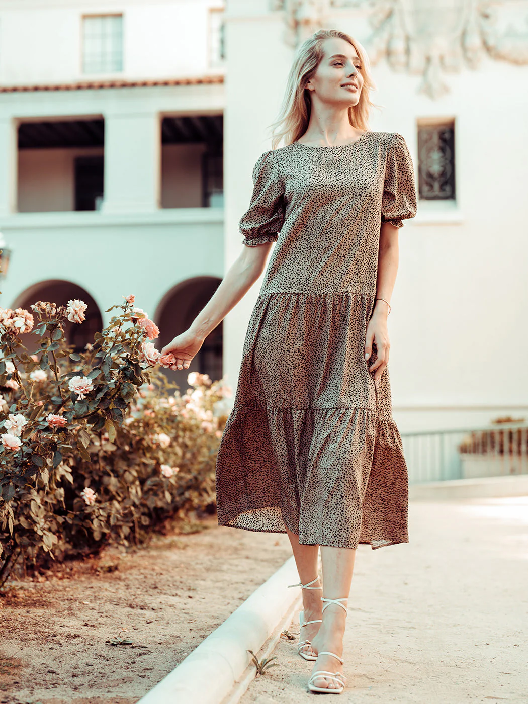 Soft Dot Print Short Sleeve Maxi Dress - Image 14