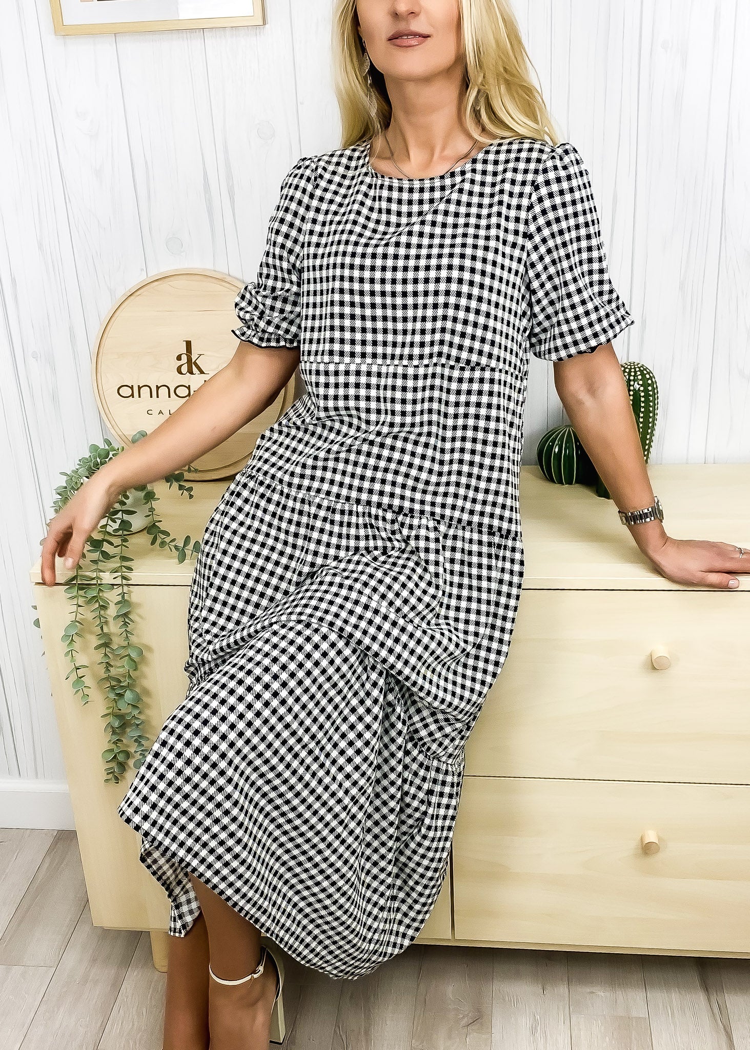 Soft Dot Print Short Sleeve Maxi Dress - Image 2