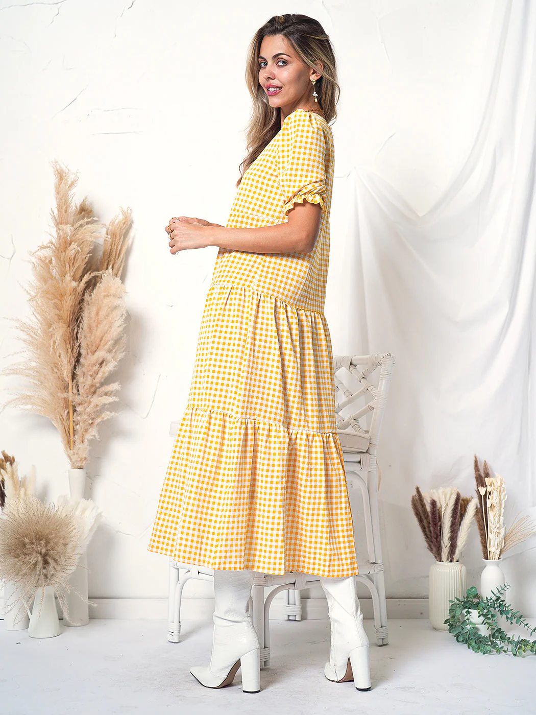 Soft Dot Print Short Sleeve Maxi Dress - Image 25