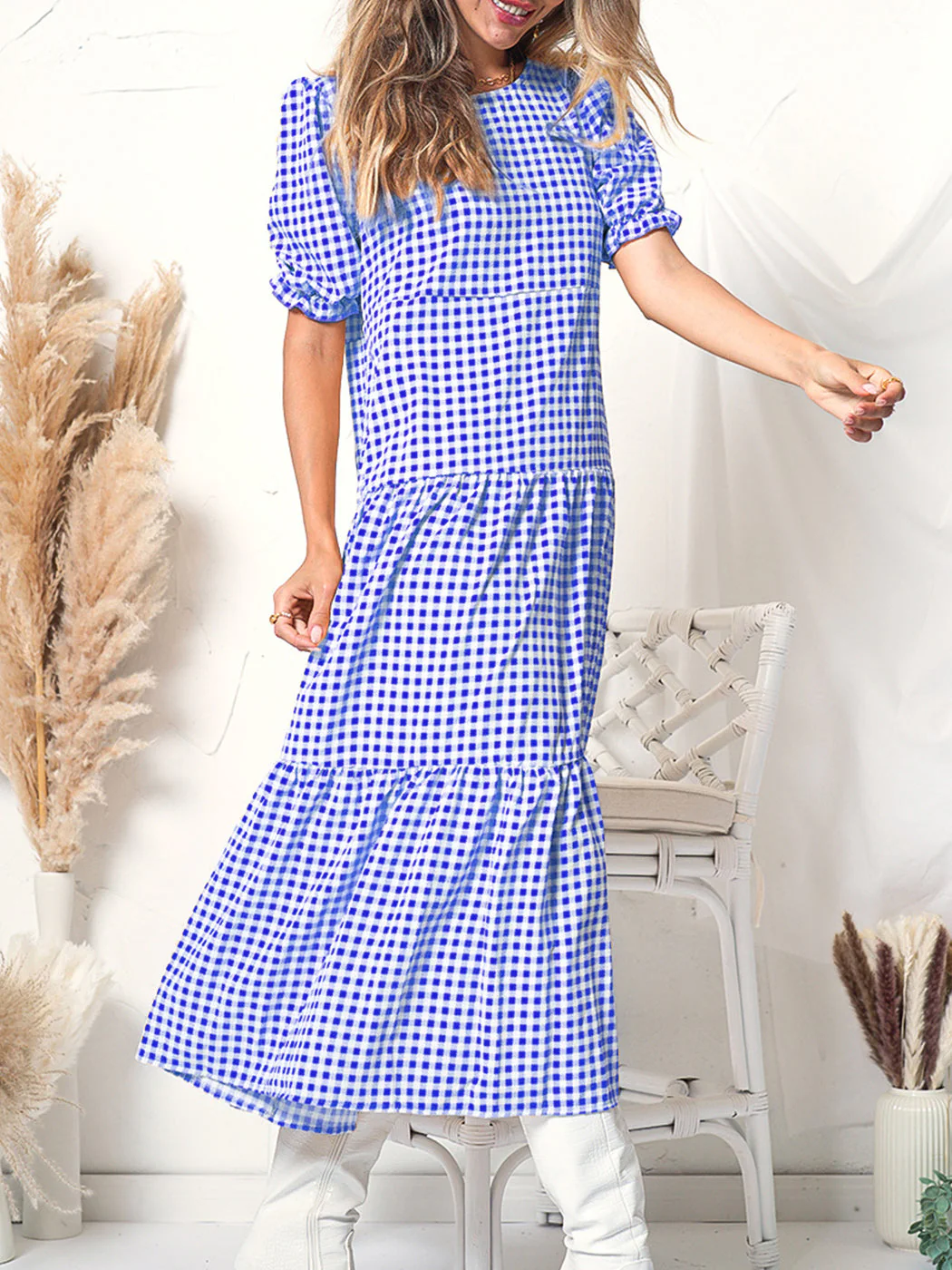Soft Dot Print Short Sleeve Maxi Dress - Image 33