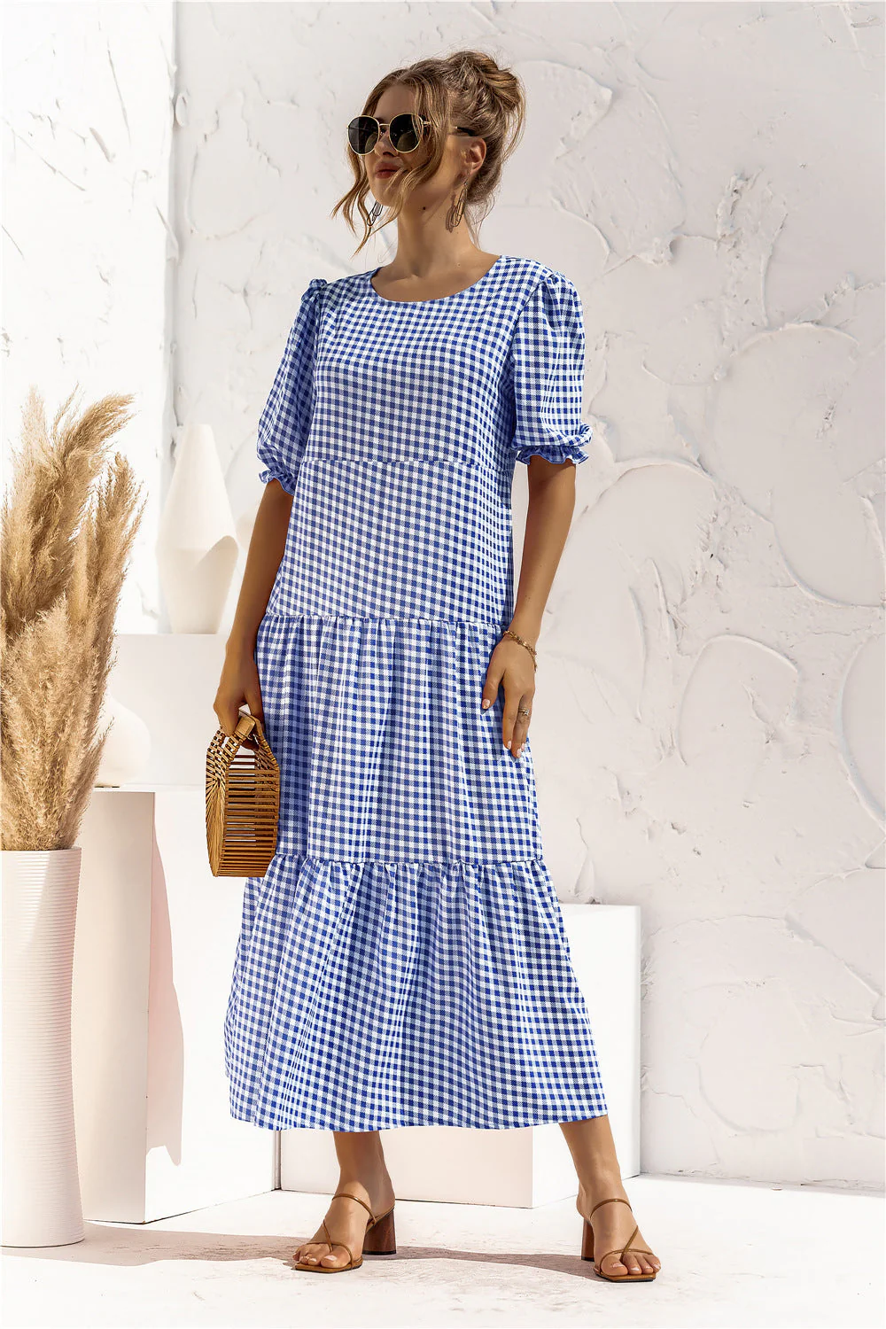 Soft Dot Print Short Sleeve Maxi Dress - Image 34