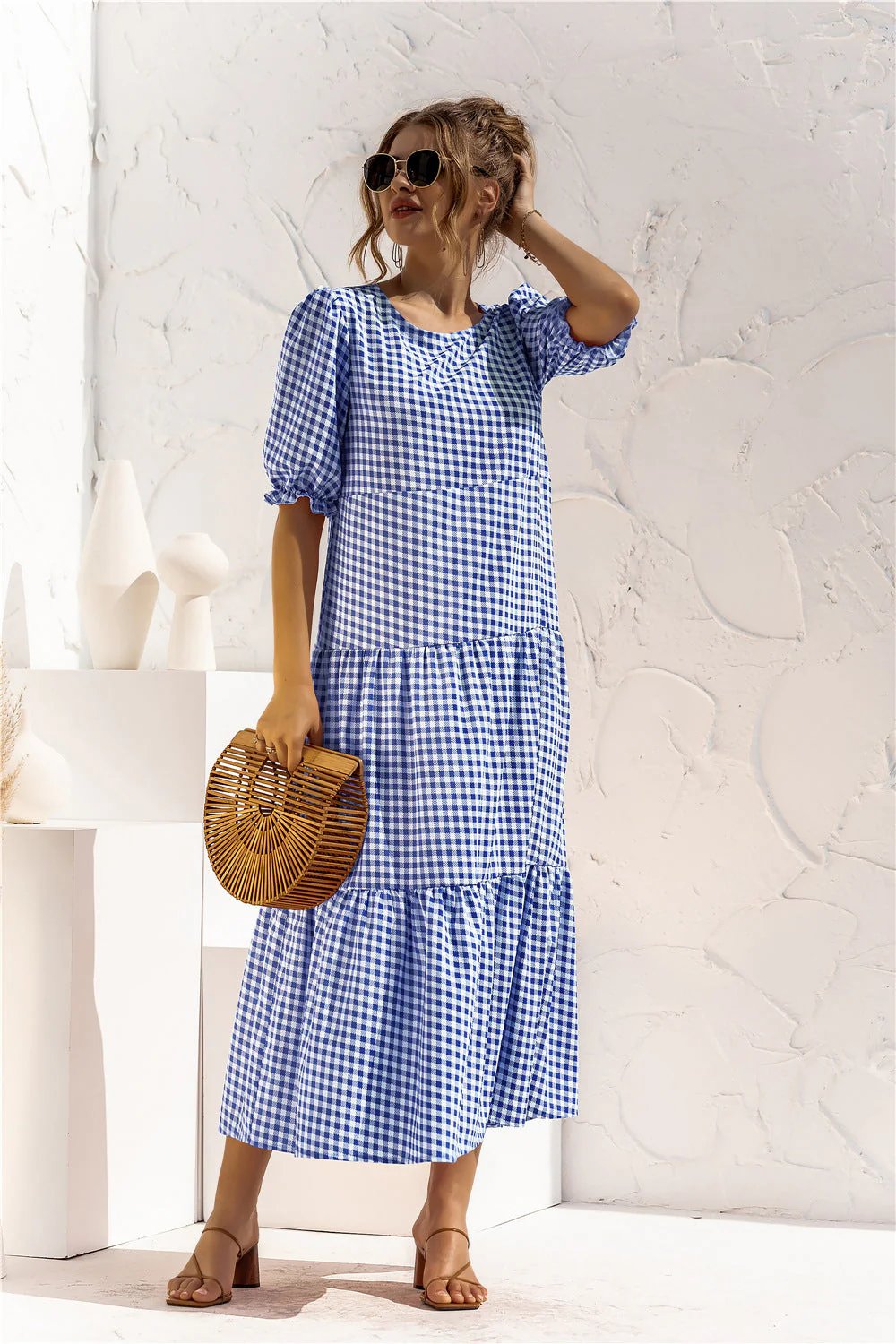 Soft Dot Print Short Sleeve Maxi Dress - Image 36