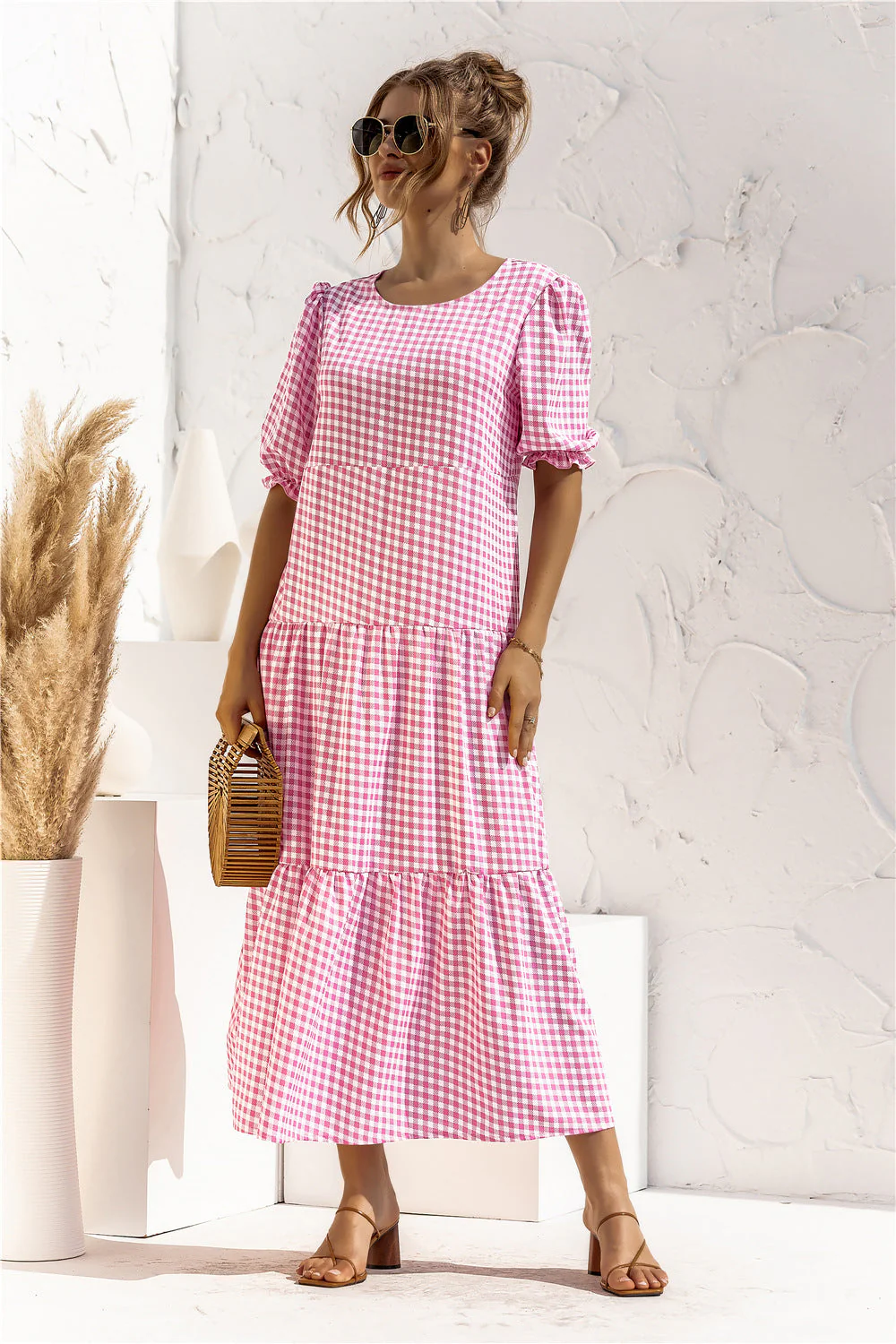 Soft Dot Print Short Sleeve Maxi Dress - Image 45