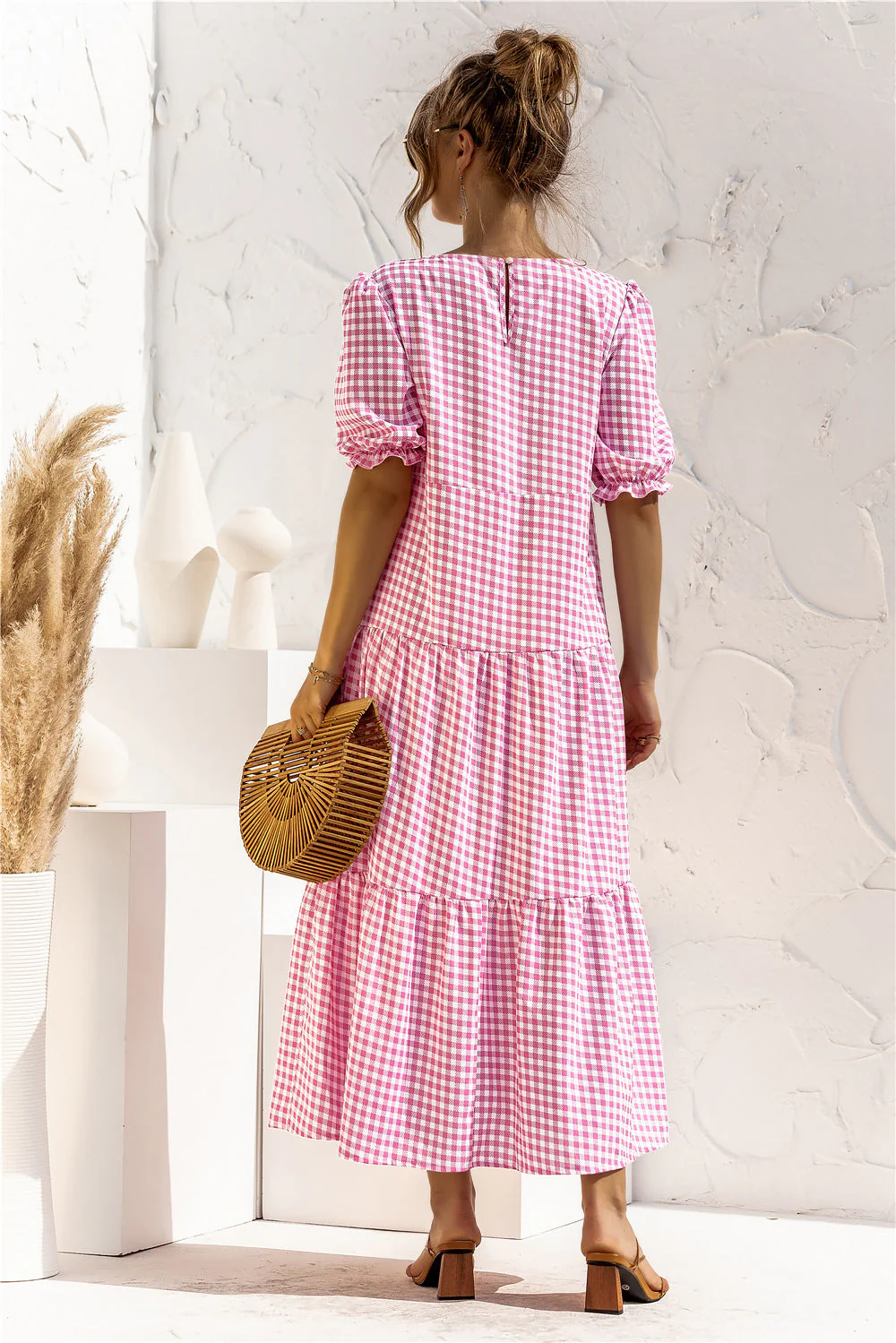 Soft Dot Print Short Sleeve Maxi Dress - Image 47