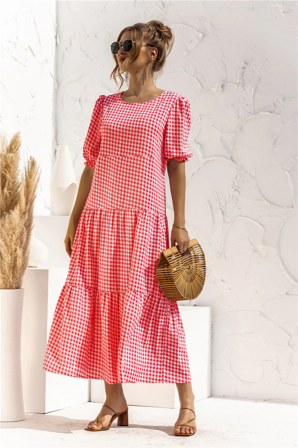Soft Dot Print Short Sleeve Maxi Dress - Image 49