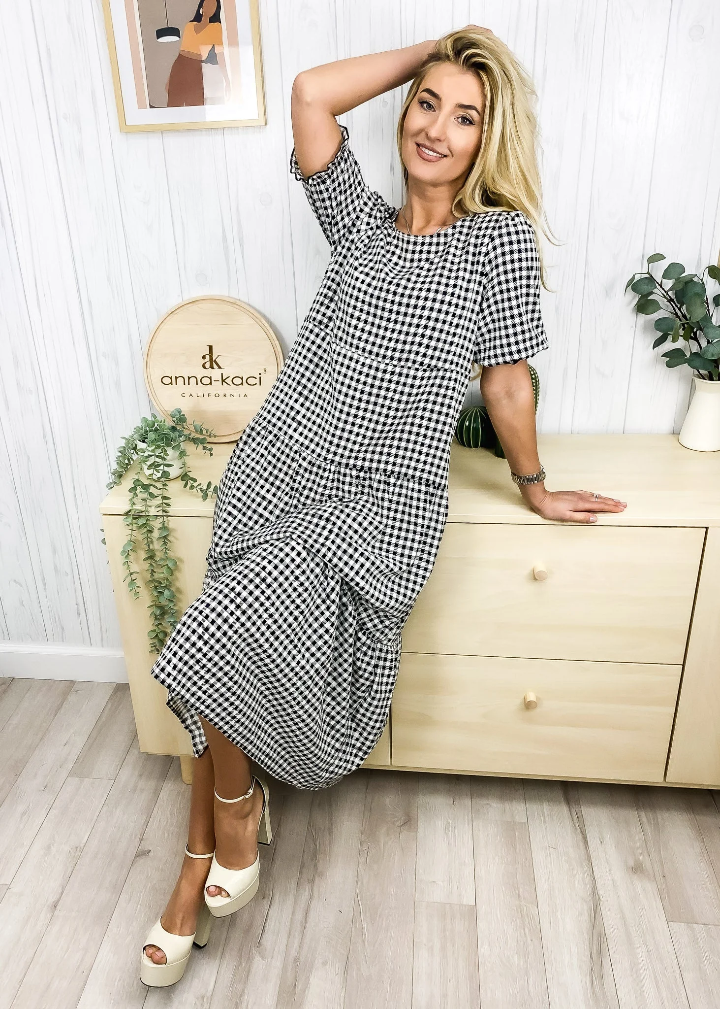 Soft Dot Print Short Sleeve Maxi Dress - Image 5