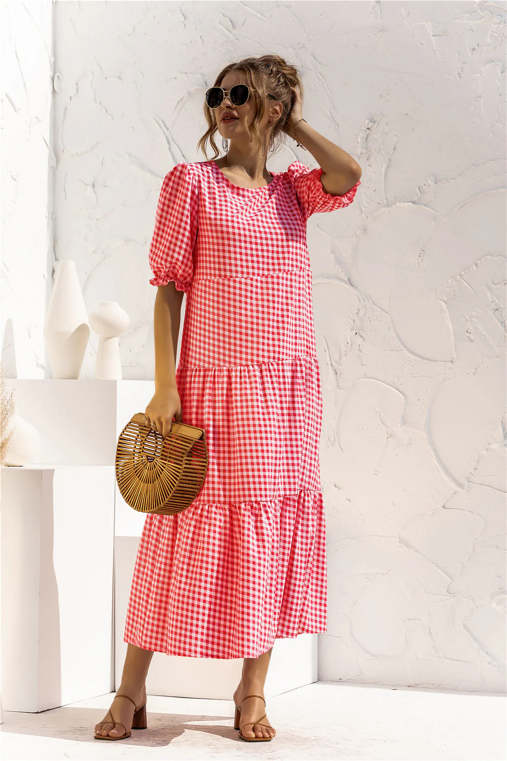 Soft Dot Print Short Sleeve Maxi Dress - Image 50