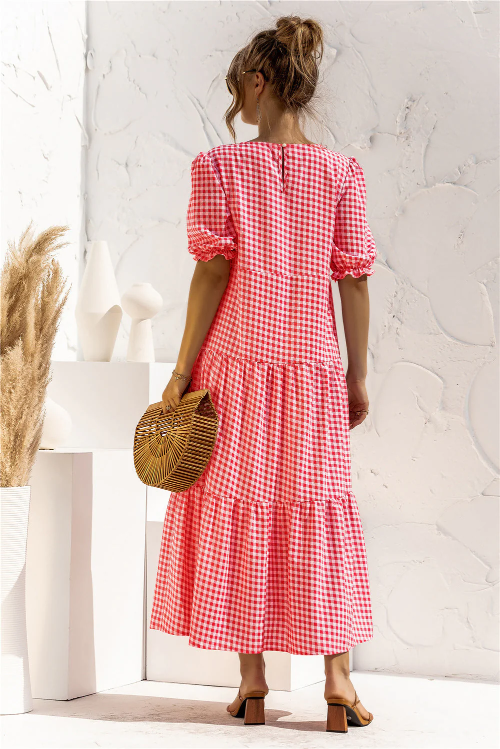 Soft Dot Print Short Sleeve Maxi Dress - Image 52