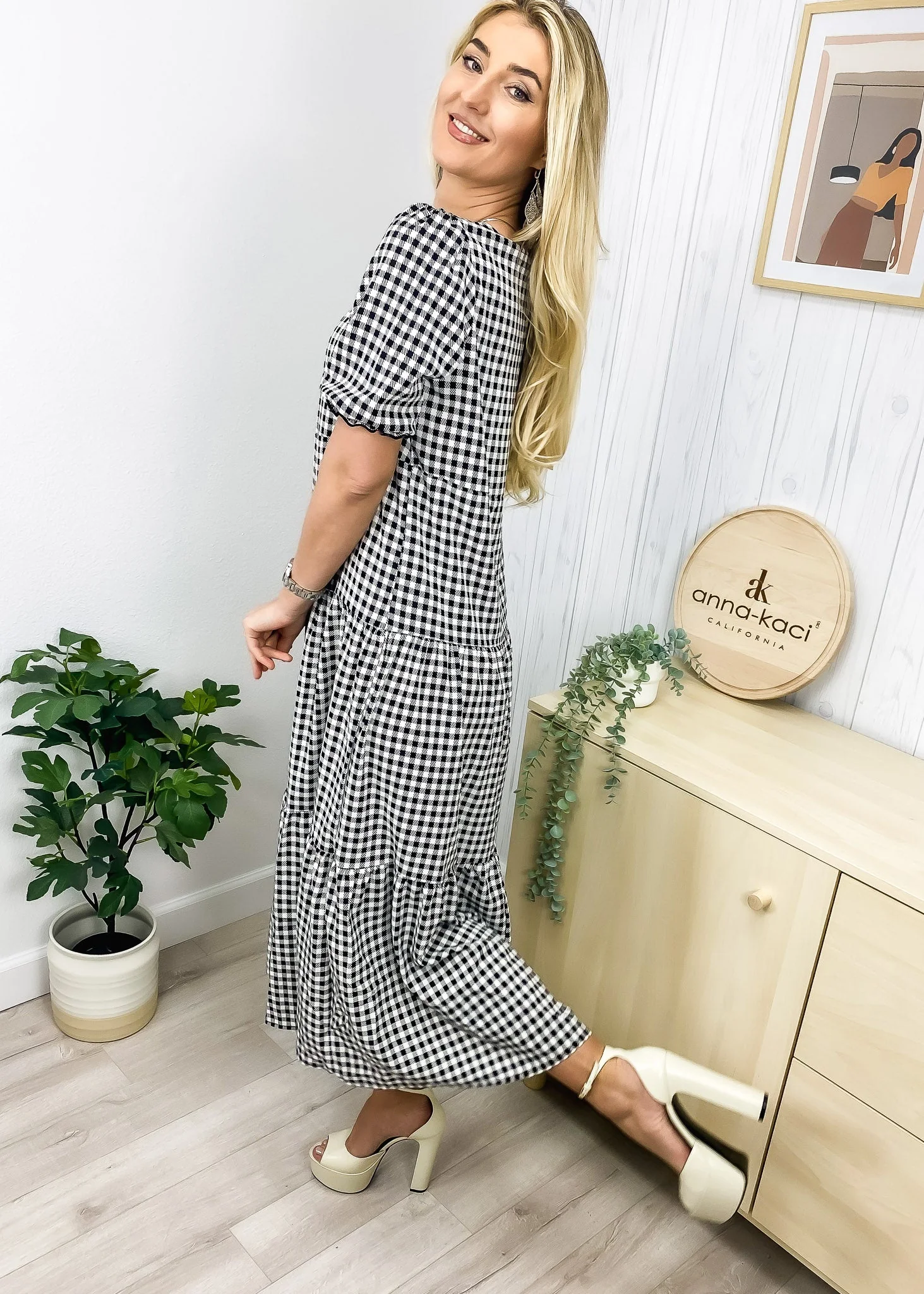 Soft Dot Print Short Sleeve Maxi Dress - Image 8