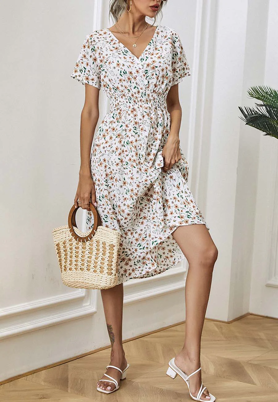 Soft Floral Everyday Cross-Front Dress - Image 22