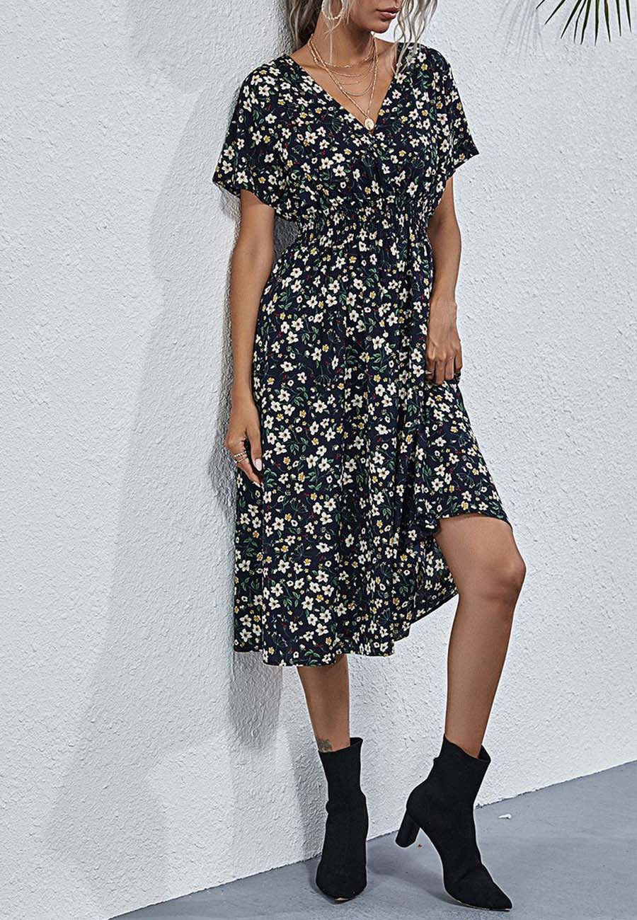 Soft Floral Everyday Cross-Front Dress - Image 3
