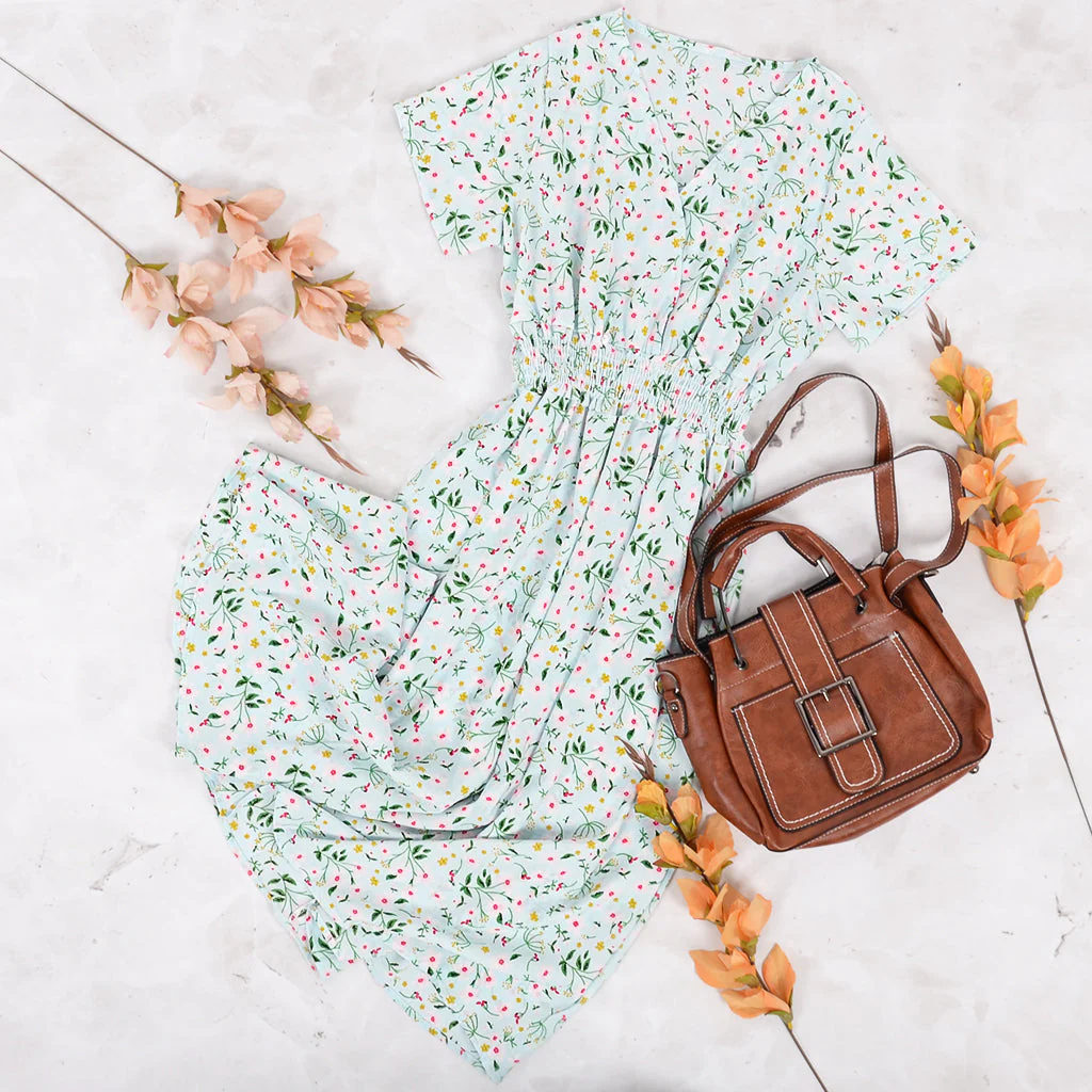 Soft Floral Everyday Cross-Front Dress - Image 4