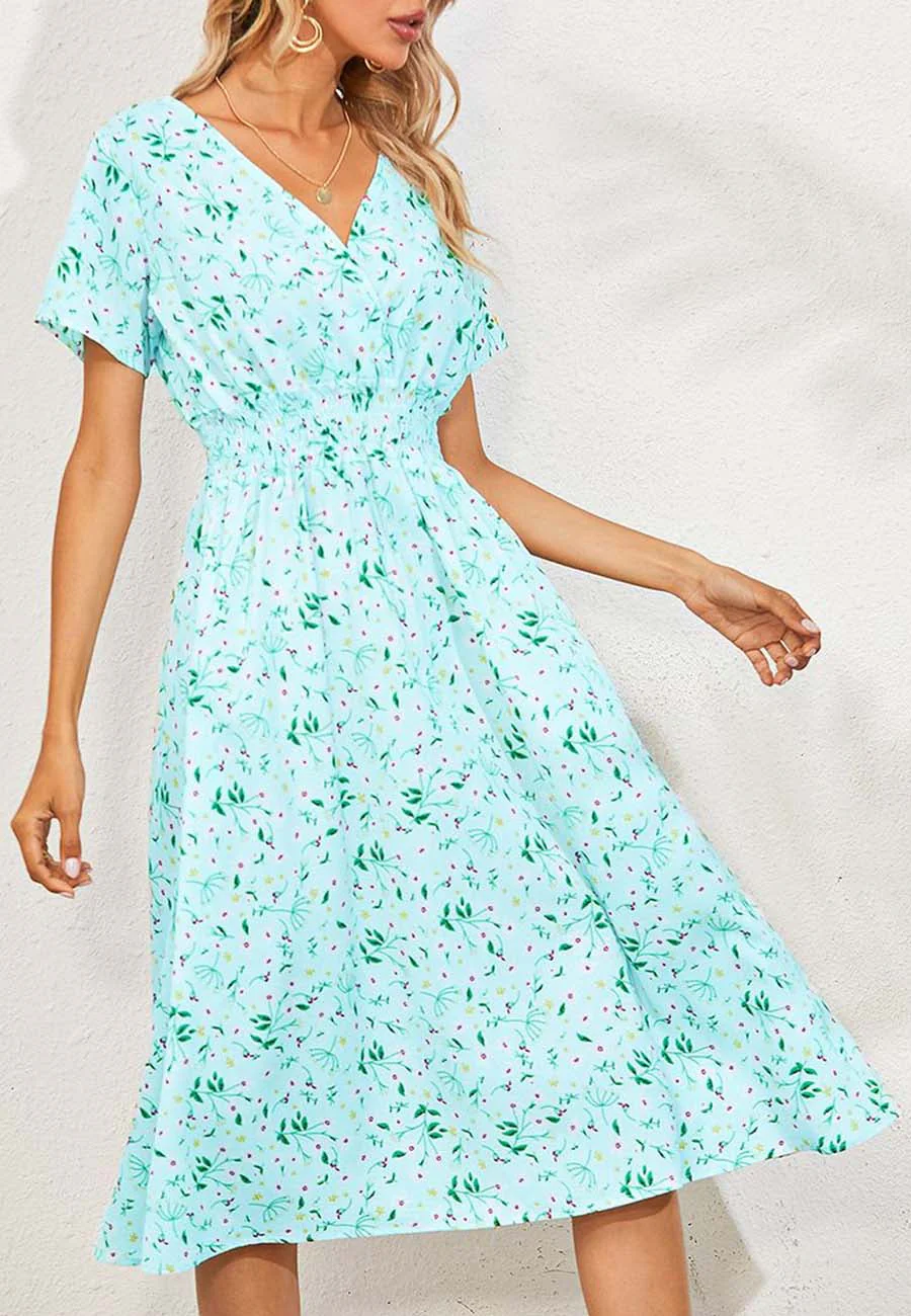 Soft Floral Everyday Cross-Front Dress - Image 5