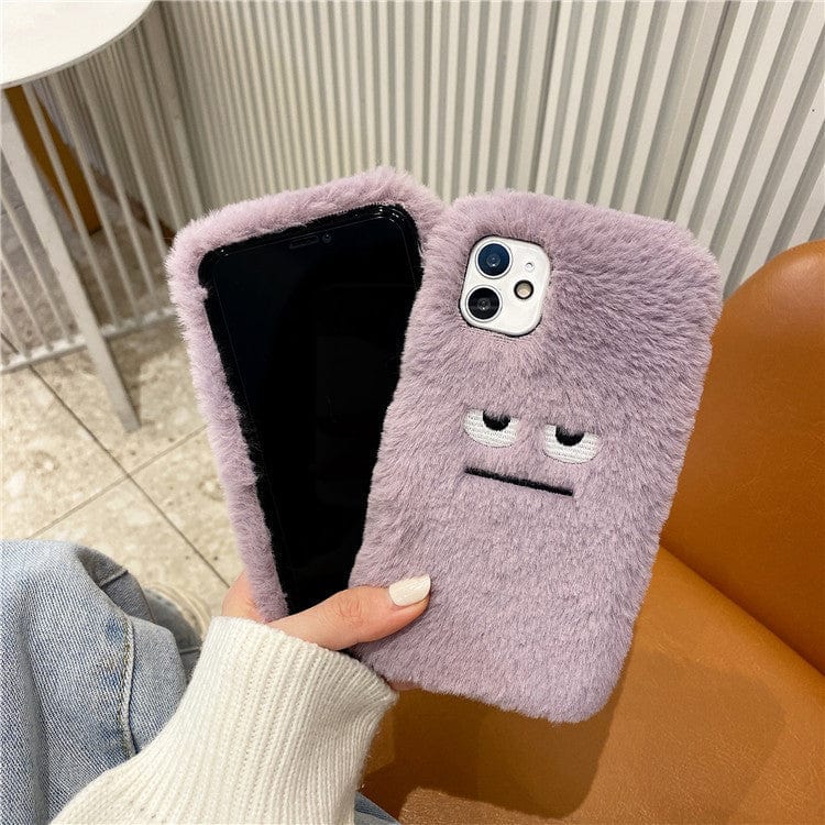 Soft Fluffy Furry Purple Monster Phone Case - Image 2