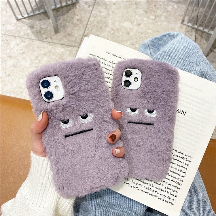 Soft Fluffy Furry Purple Monster Phone Case - Image 4