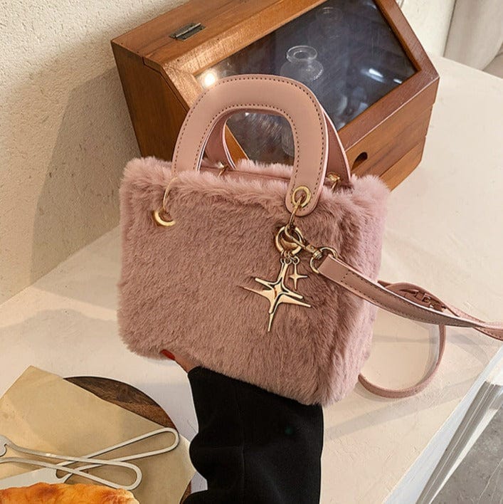Soft Fluffy Small Handbag with Star Pendant - Image 2