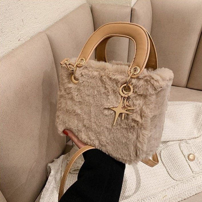 Soft Fluffy Small Handbag with Star Pendant - Image 4