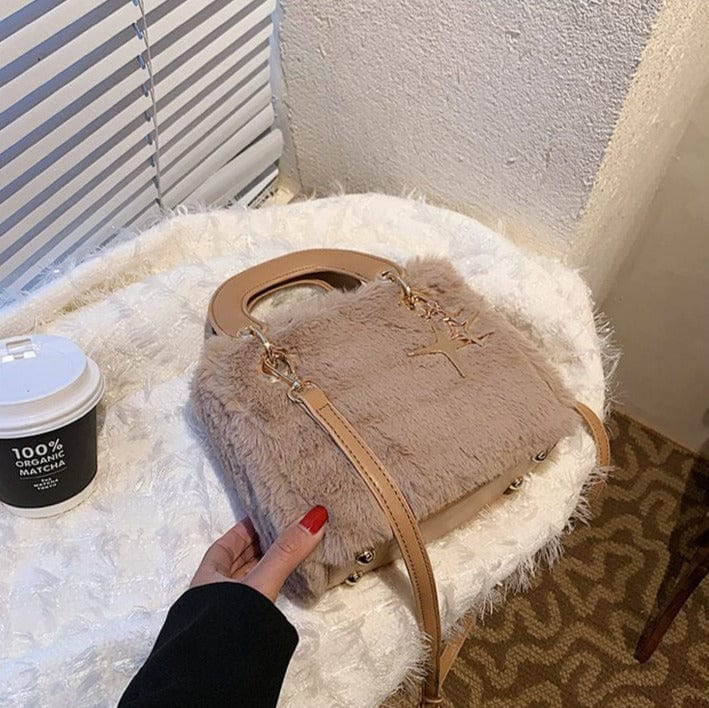 Soft Fluffy Small Handbag with Star Pendant - Image 5