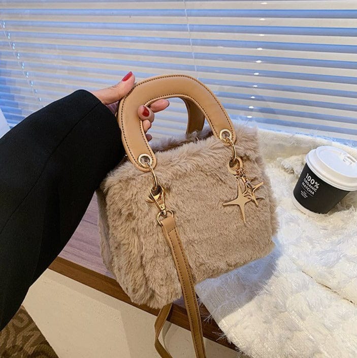 Soft Fluffy Small Handbag with Star Pendant - Image 6