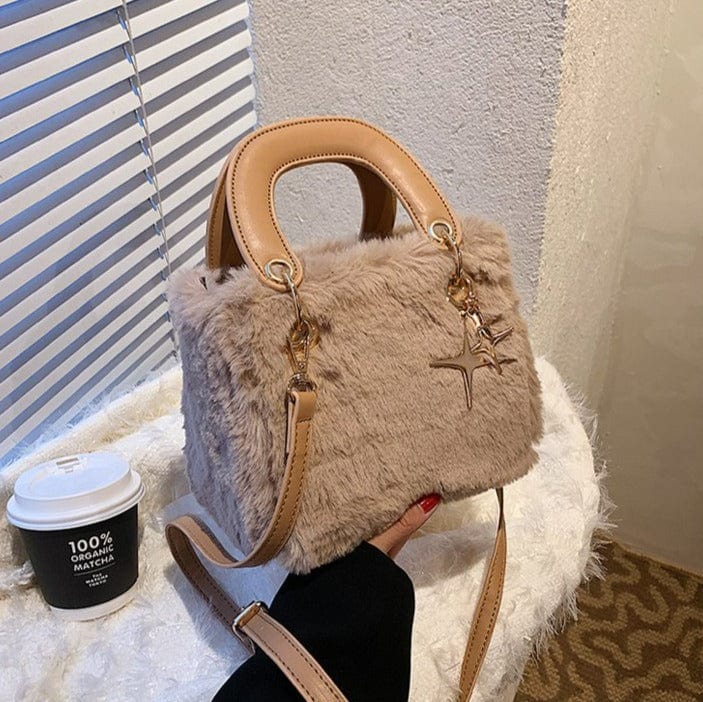 Soft Fluffy Small Handbag with Star Pendant - Image 7
