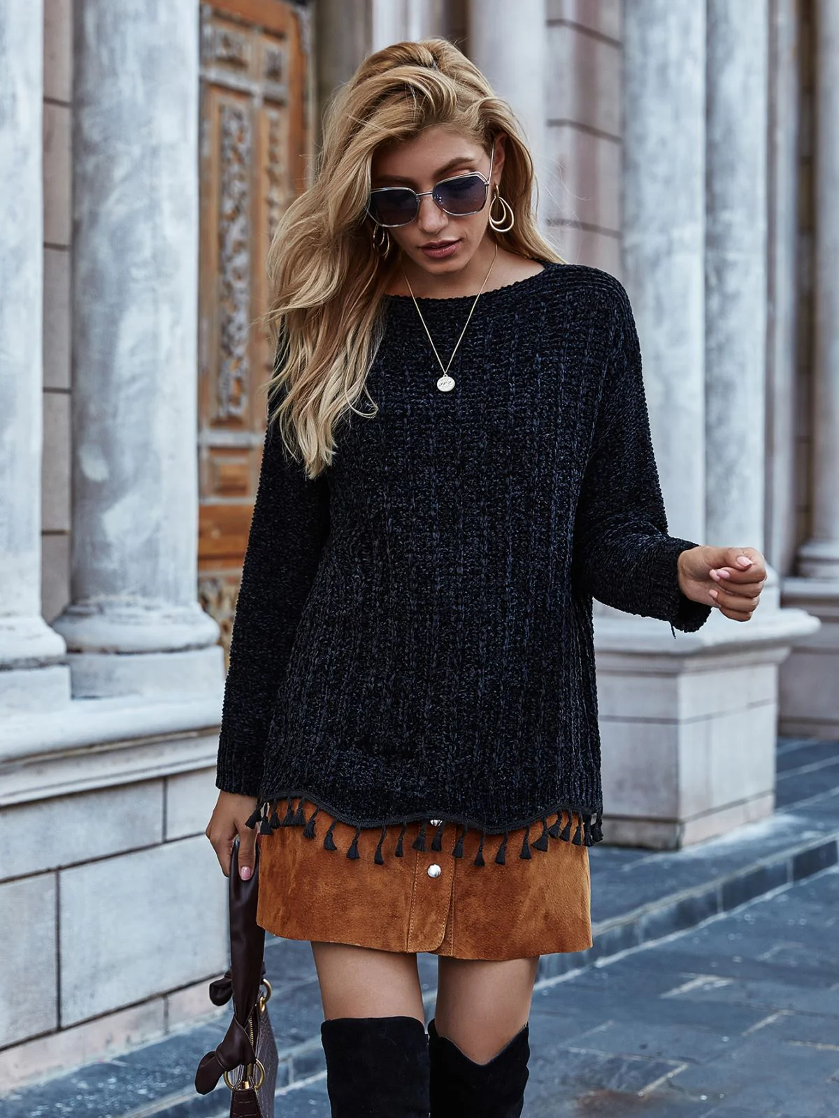 Soft Knit Tassel Hem Sweater - Image 2