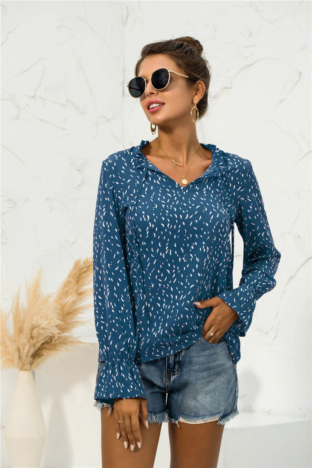 Soft Printed Puffed Sleeve Blouse - Image 13