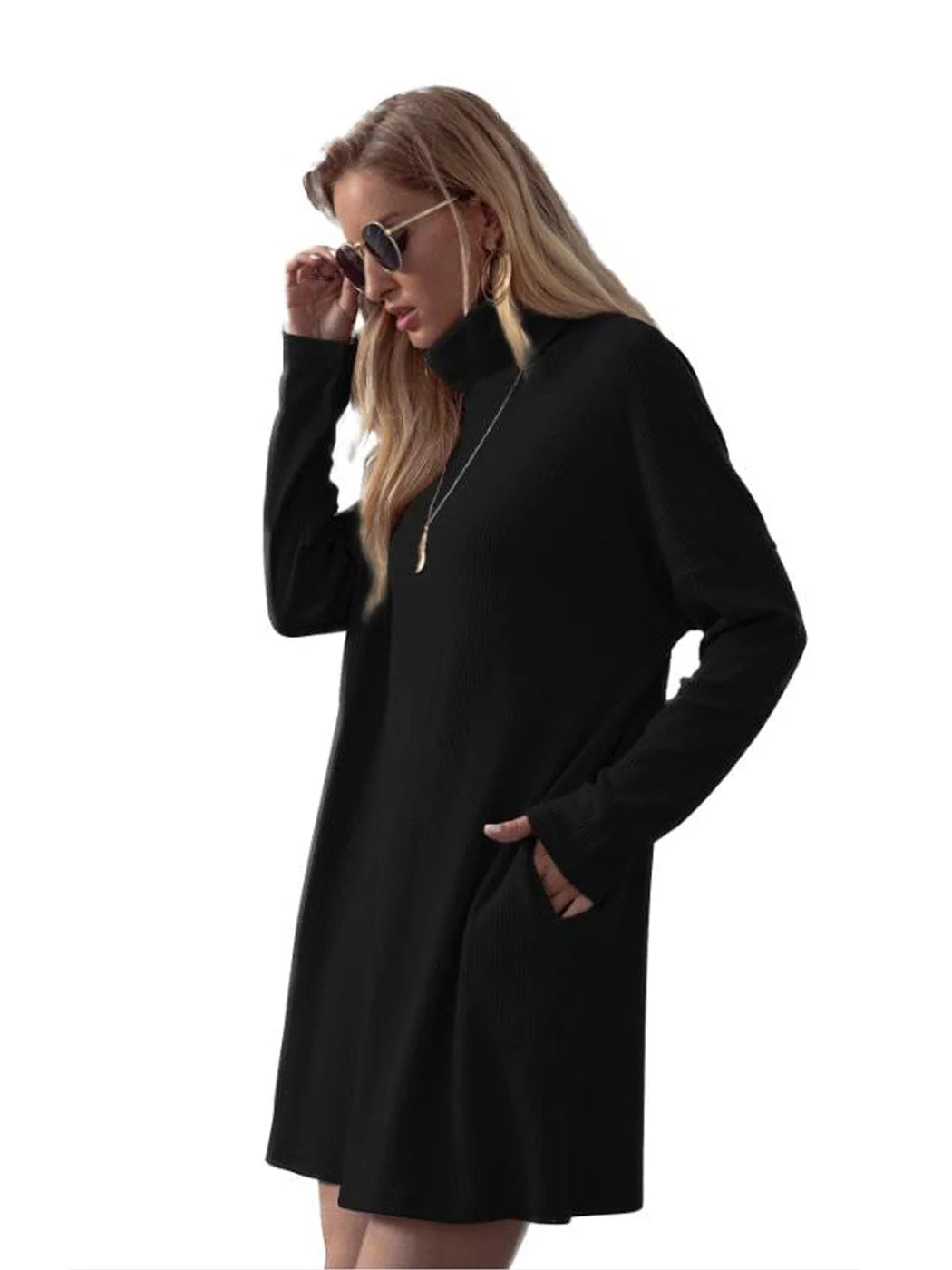 Soft Turtleneck Tunic Sweater - Image 2