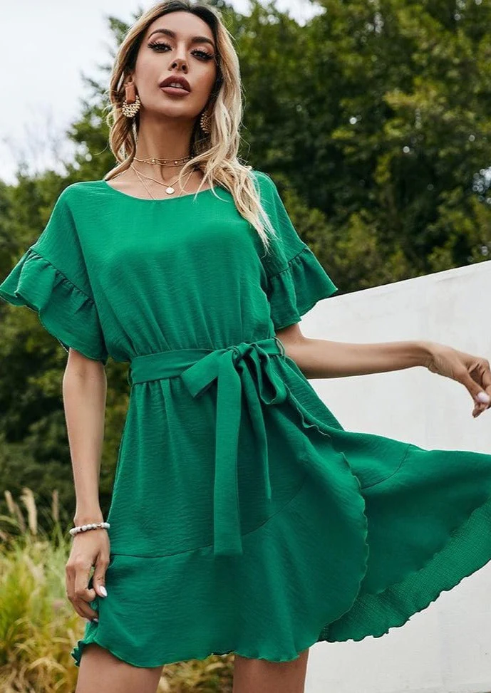 Soft Wave Ruffle Tunic Dress