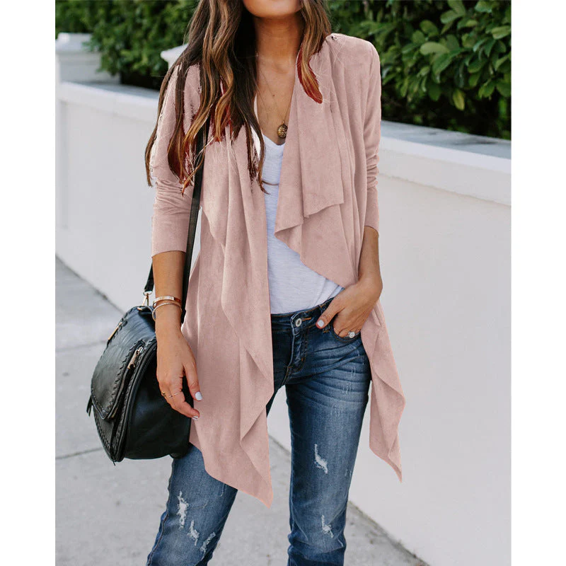Solid Asymmetrical Hem Cardigan - Image 5