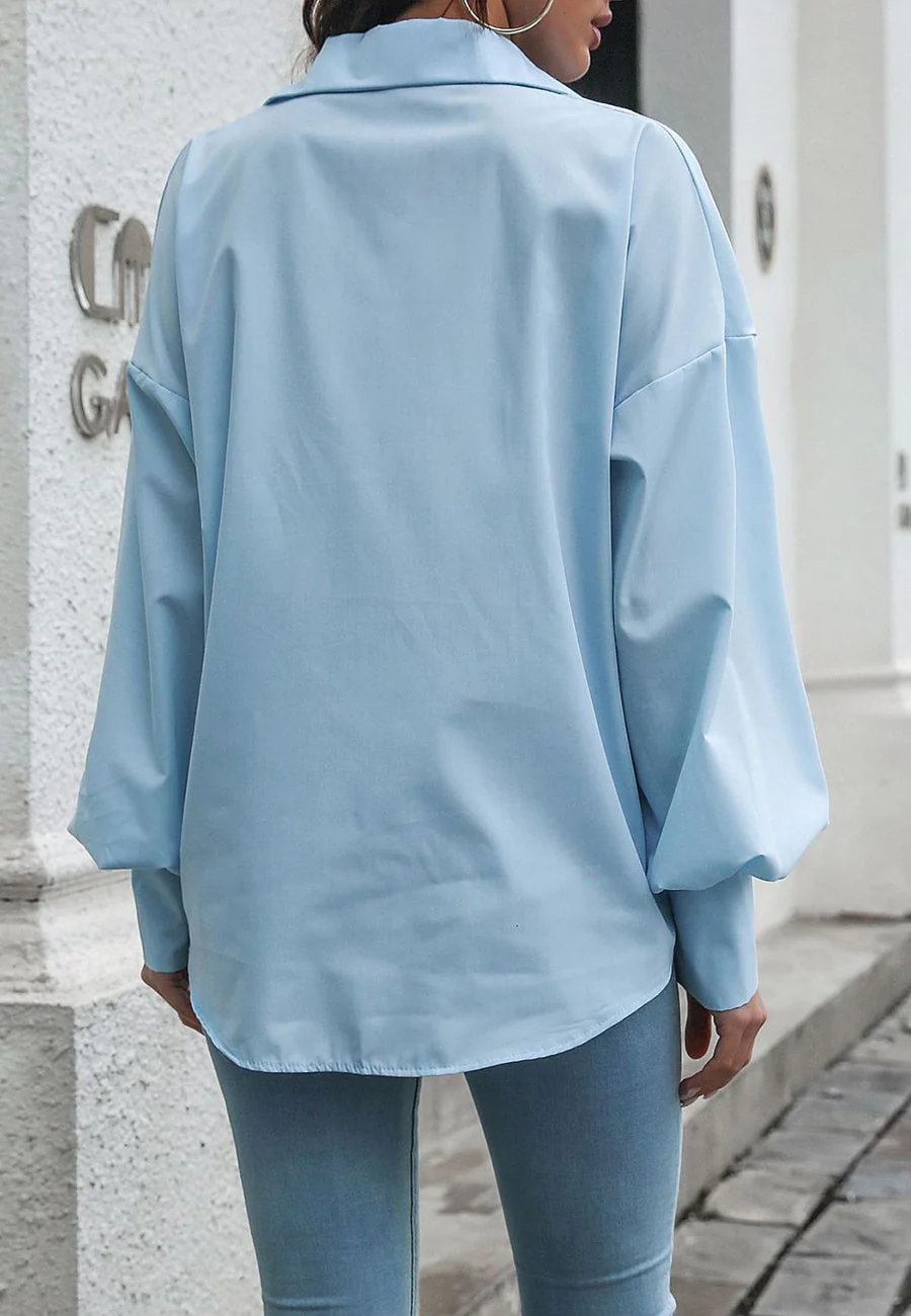 Solid Bishop Sleeve Polo Shirt - Image 10