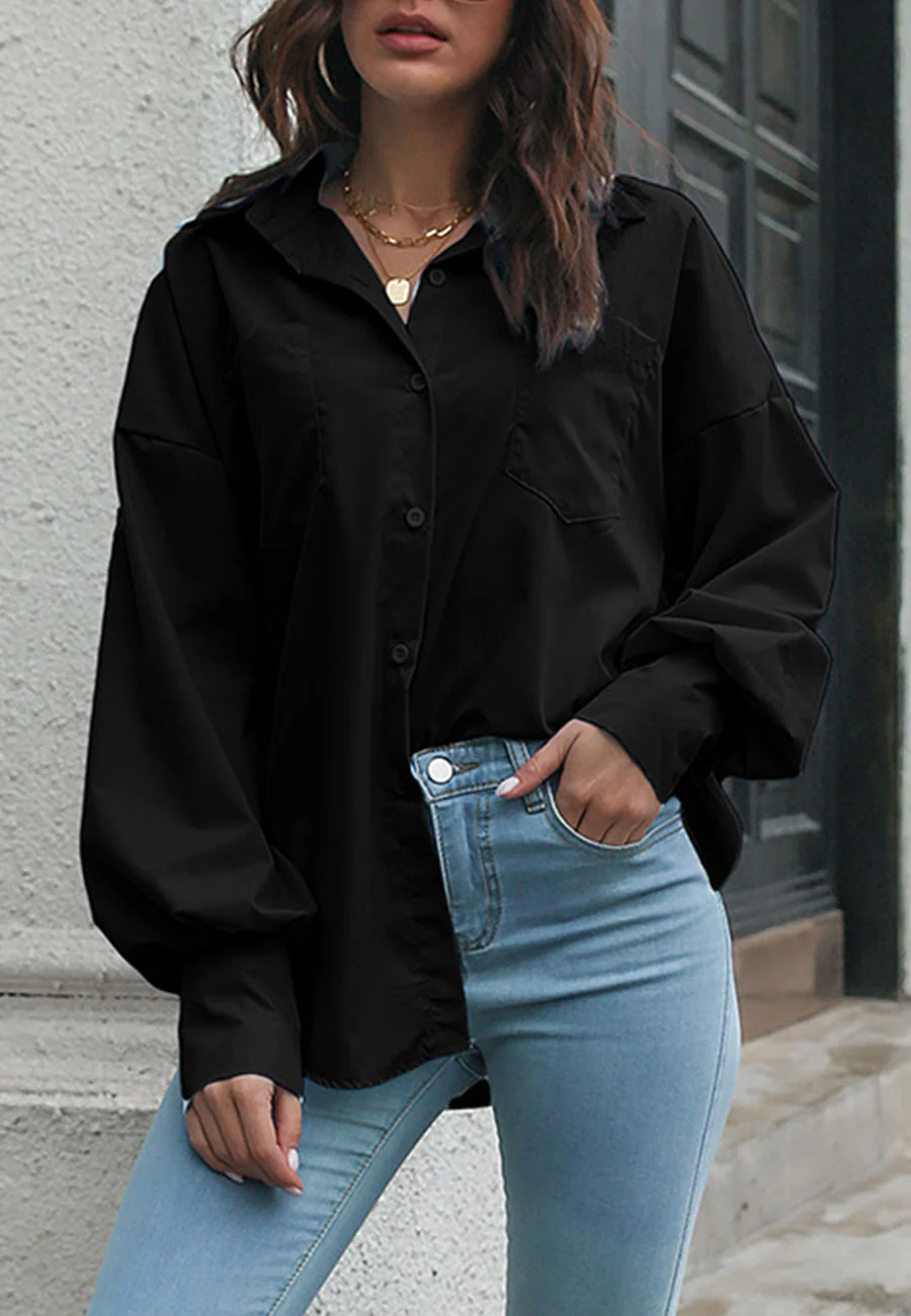 Solid Bishop Sleeve Polo Shirt - Image 3