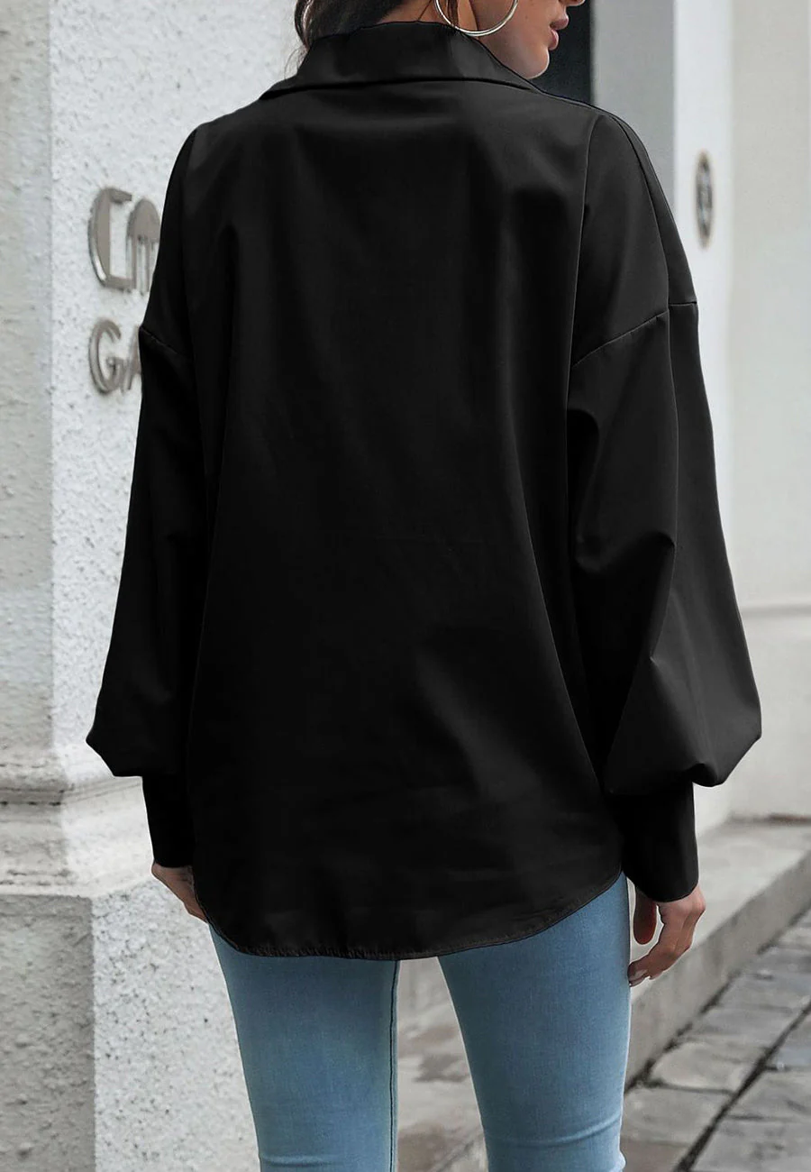 Solid Bishop Sleeve Polo Shirt - Image 5