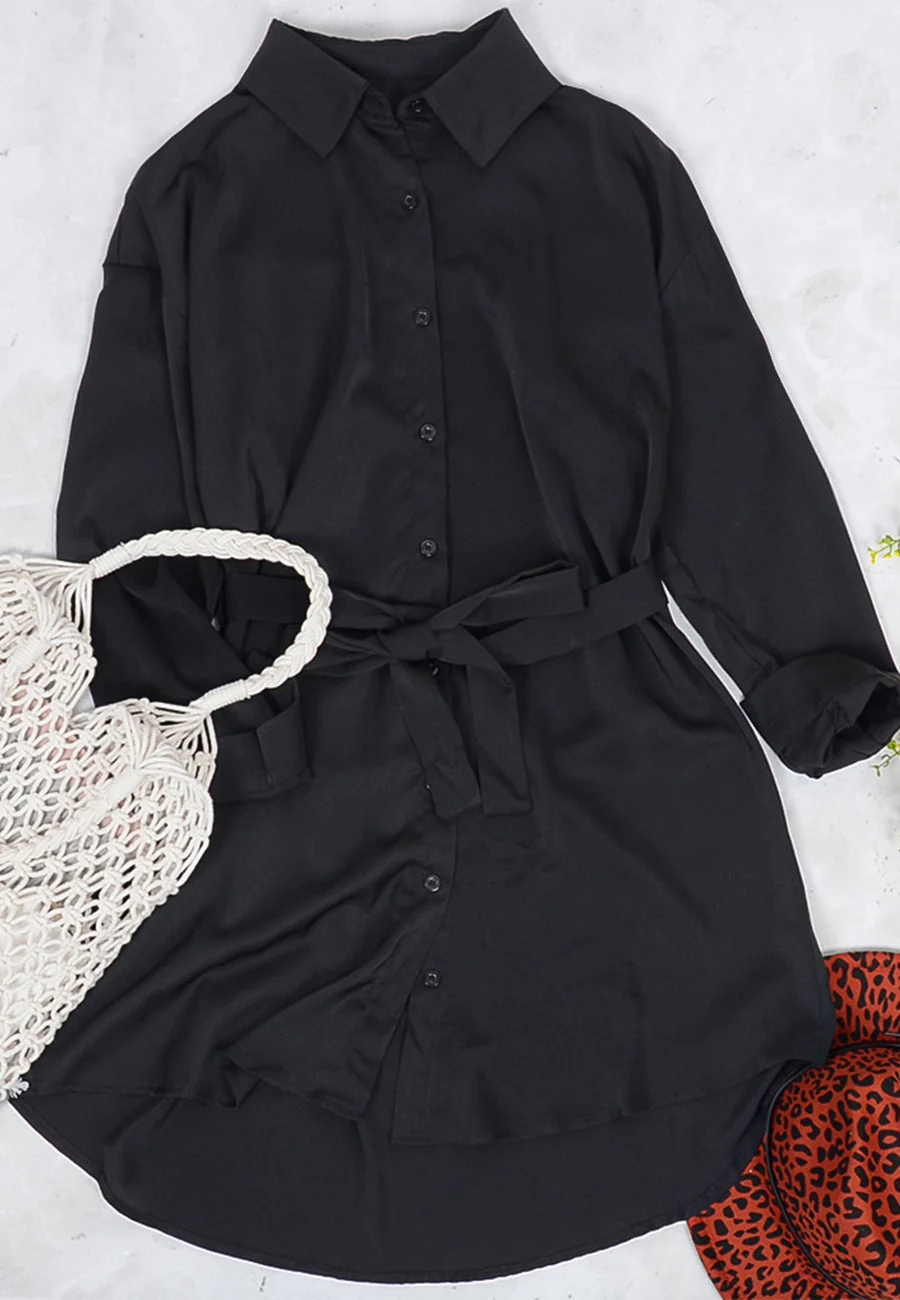 Solid Button Down Polo Dress - Image 5