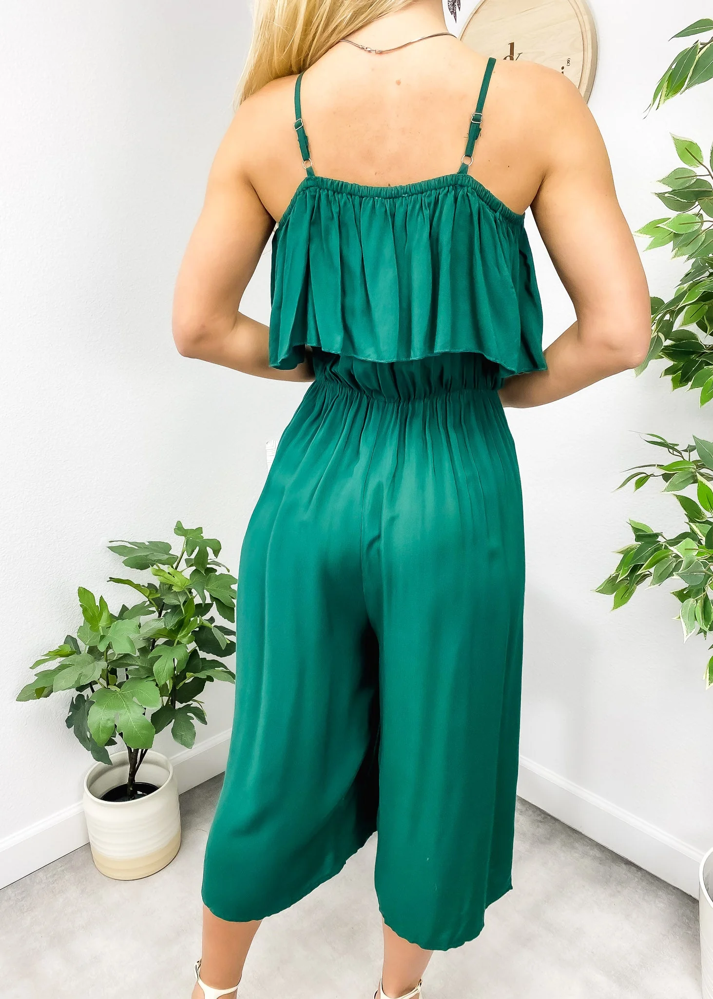 Solid Color Cold Shoulder Jumpsuit - Image 8