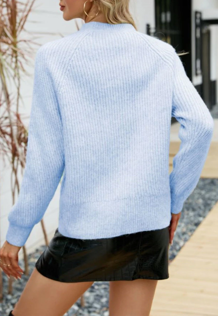 Solid Color Cozy Knit Sweater - Image 3