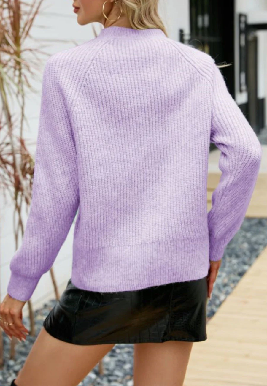 Solid Color Cozy Knit Sweater - Image 6