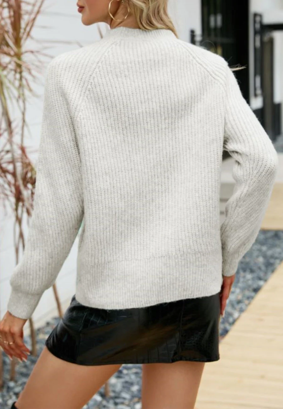 Solid Color Cozy Knit Sweater - Image 9