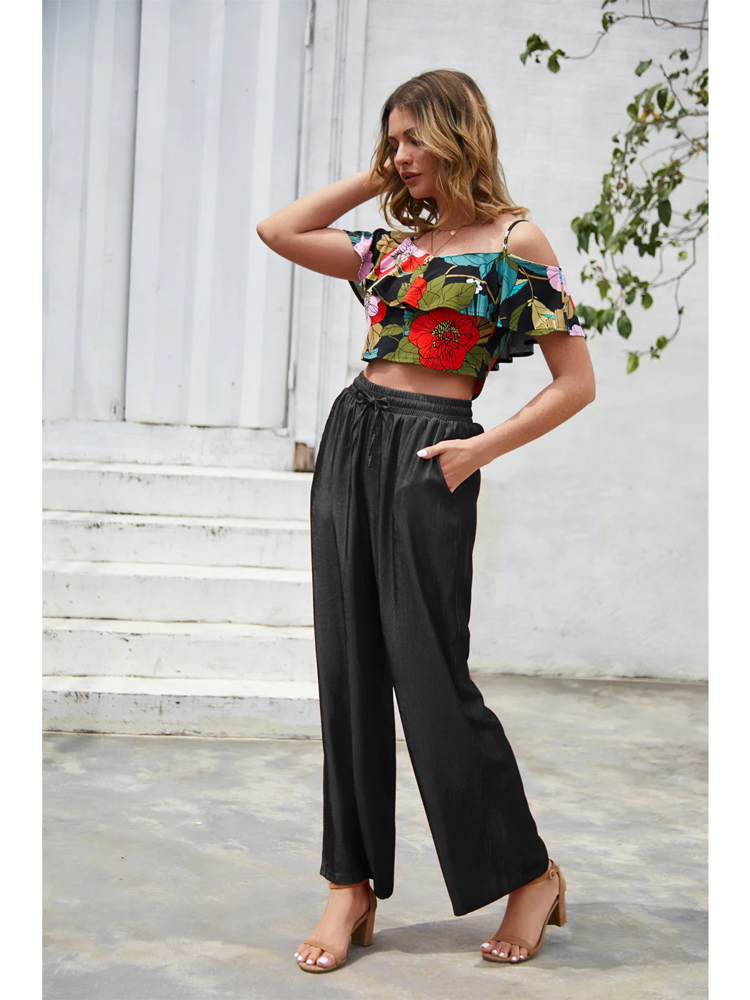 Solid Color Drawstring Pants
