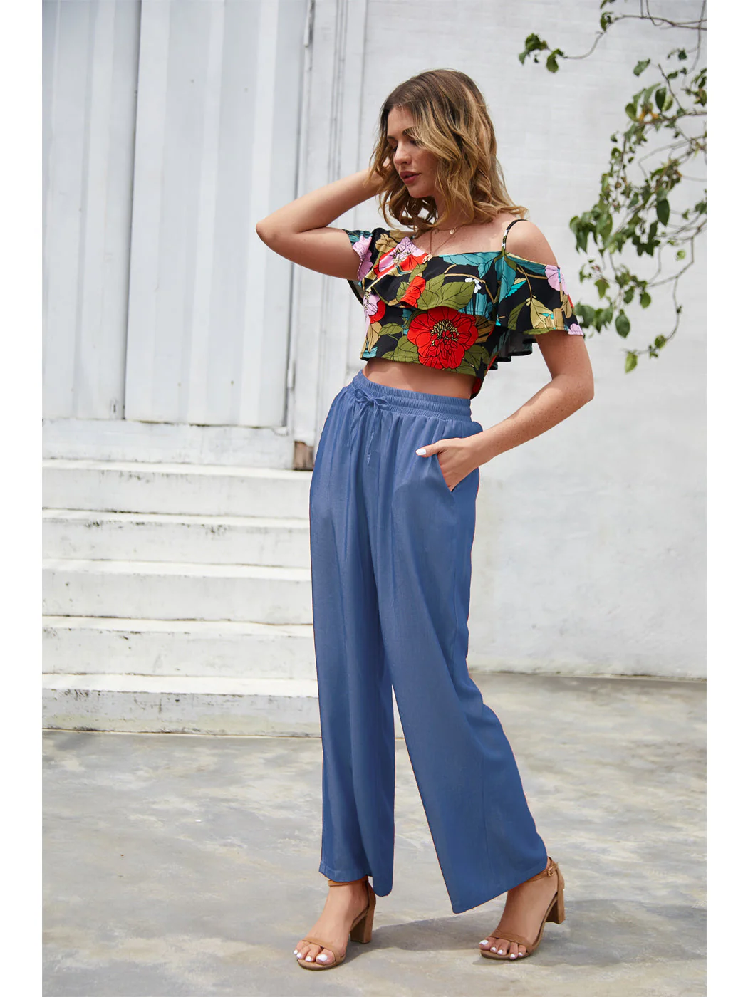 Solid Color Drawstring Pants - Image 4