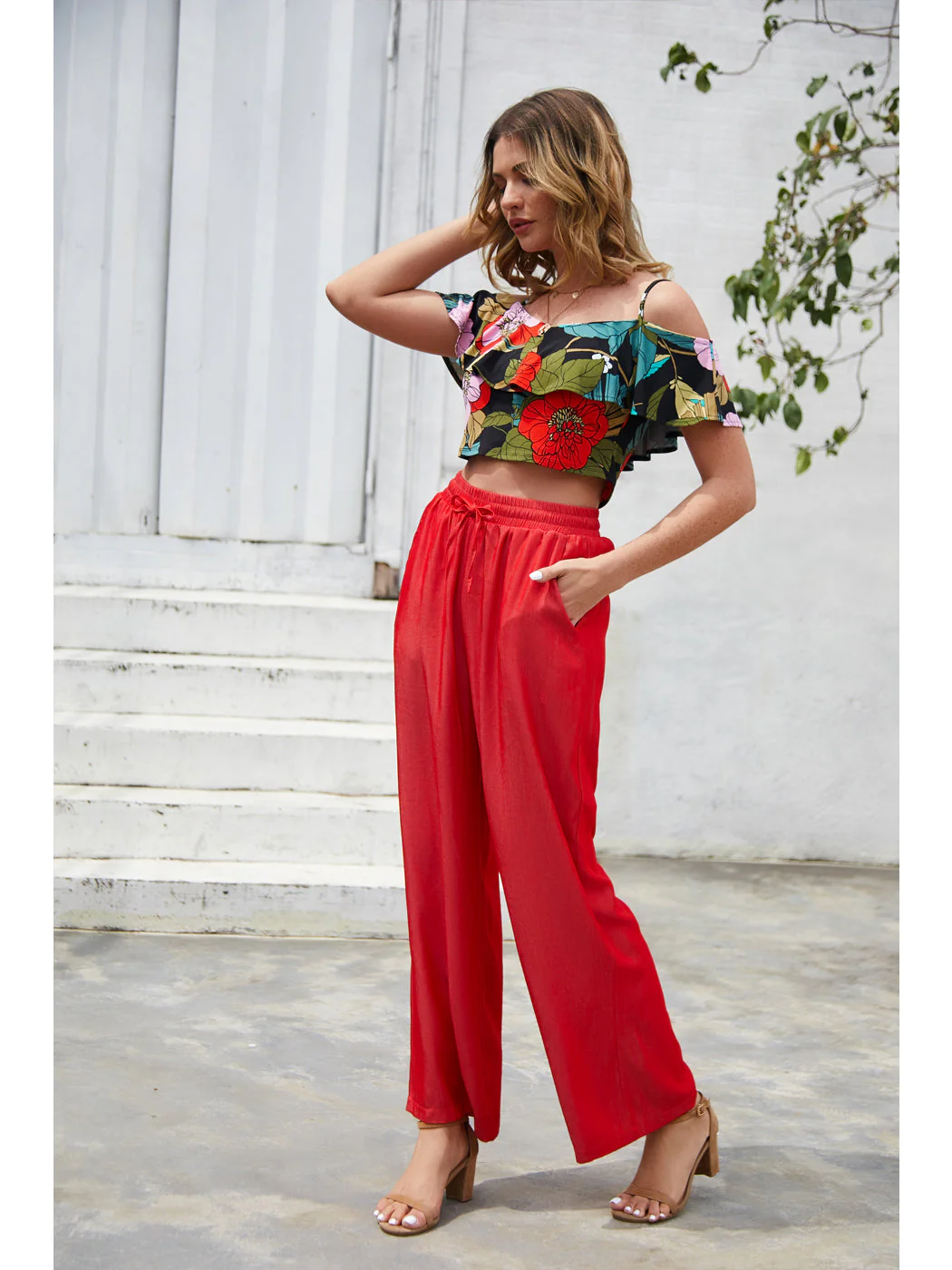 Solid Color Drawstring Pants - Image 6