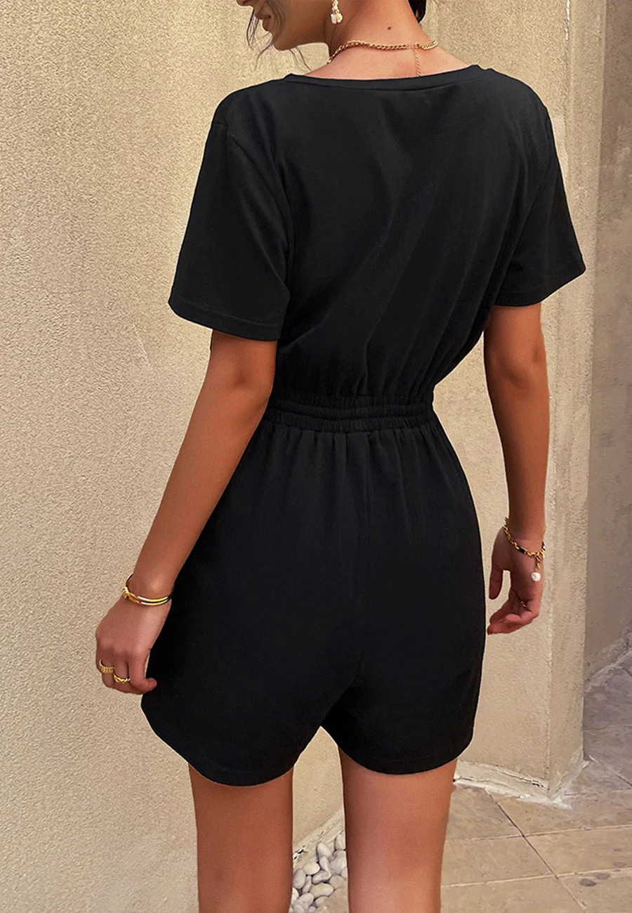 Solid Color Henley Romper - Image 6