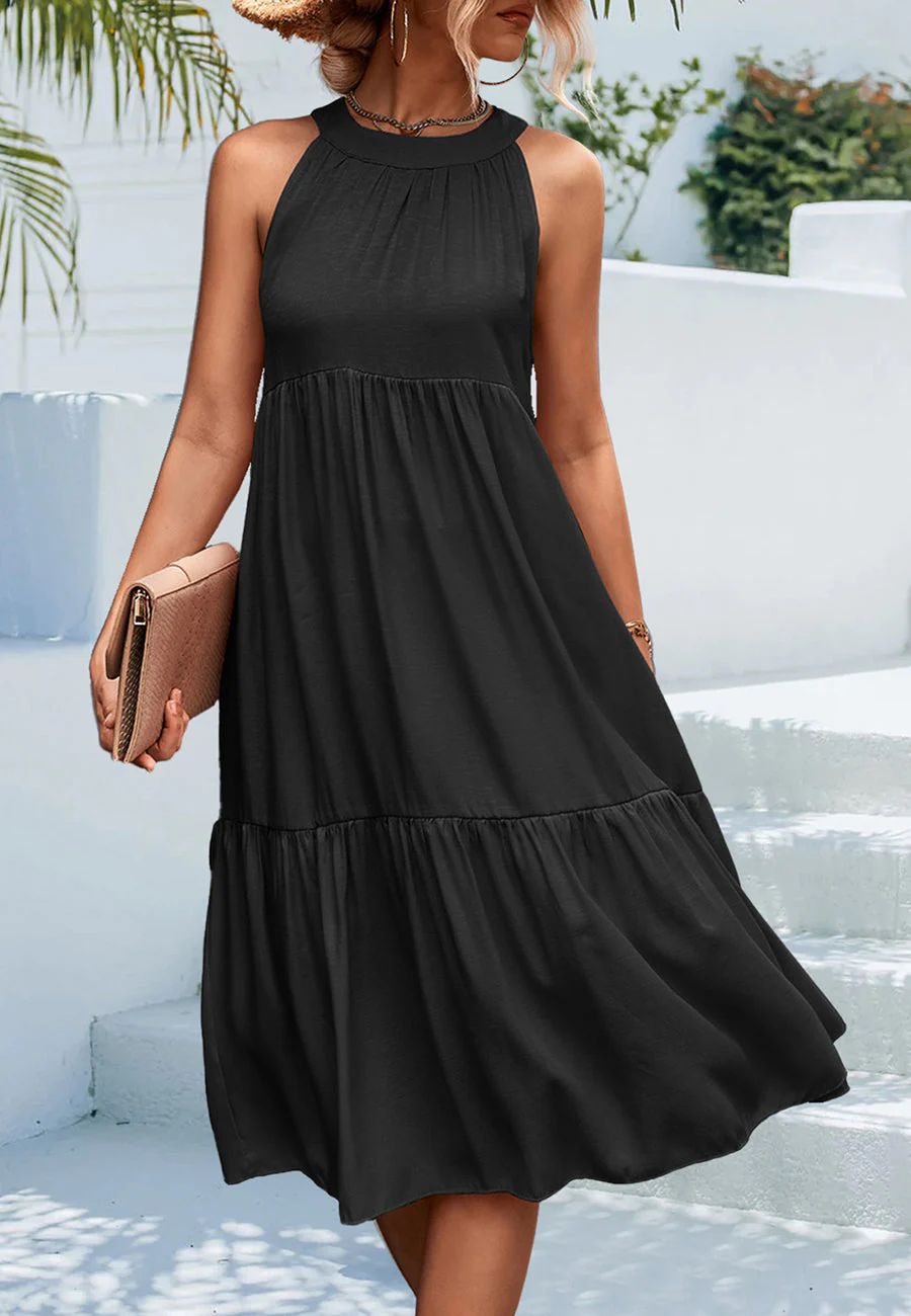 Solid Color Keyhole Back Dress - Image 11